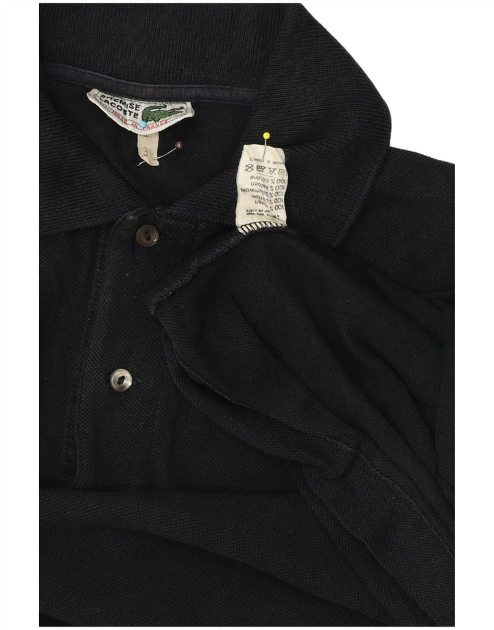Camisa polo masculina Lacoste tamanho 3 pequeno algodão preto
