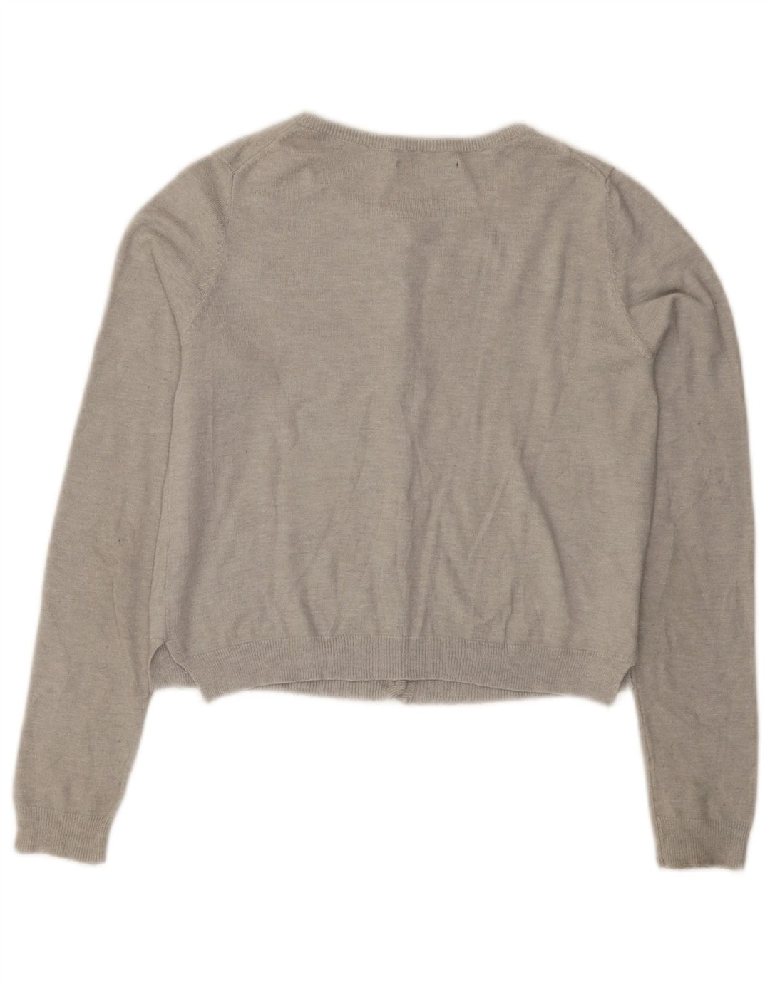 Suéter Zara Feminino Crop Cardigan UK 12 Cinza Médio