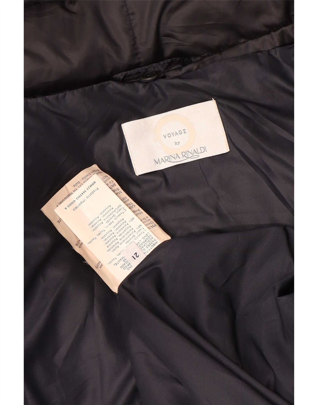 Casaco acolchoado feminino Voyage Marina Rinaldi tamanho 21 médio azul marinho nylon