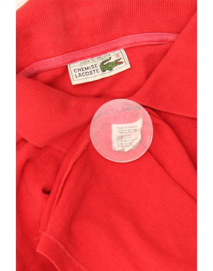 Camisa polo masculina de manga comprida Lacoste tamanho 4 médio algodão vermelho