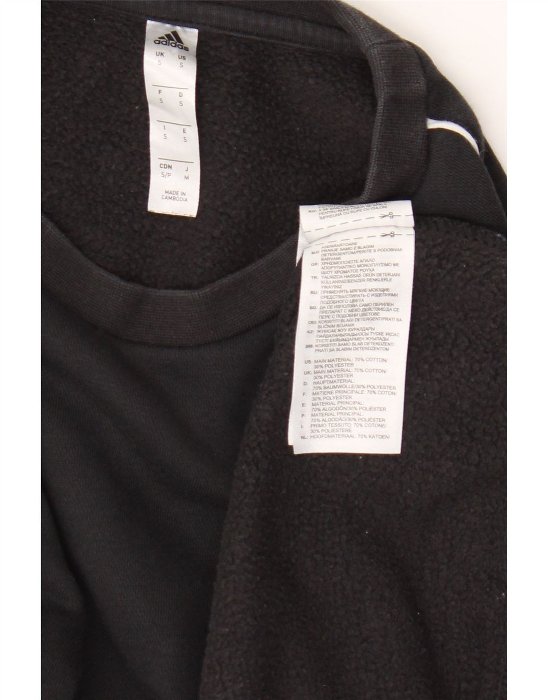 Adidas Mens Moletom Jumper Pequeno Algodão Preto