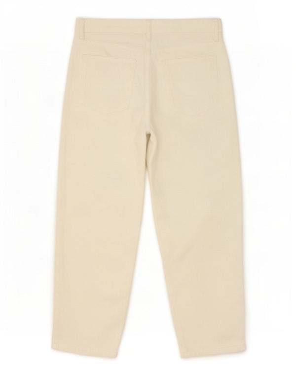 Zara Calça jeans feminina folgada cintura alta UE 42 grande W32 L28 algodão branco
