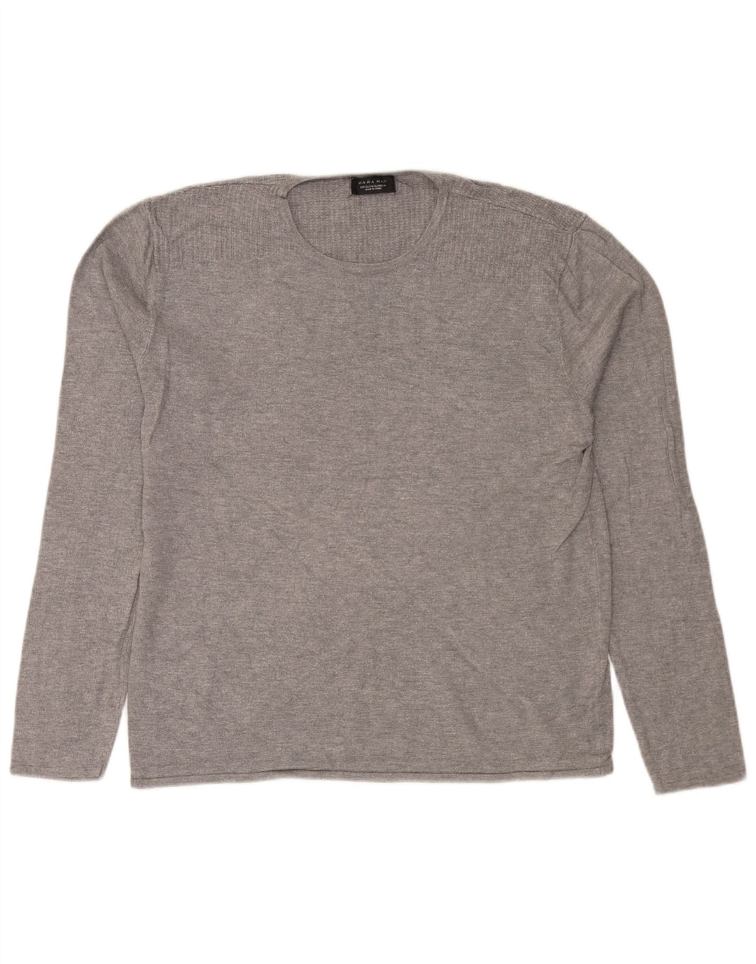 Zara Suéter masculino com gola redonda XL Viscose cinza