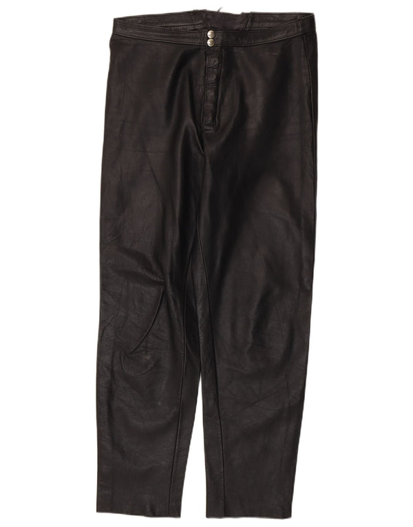 Calça feminina vintage de couro cônico W30 L28 preta