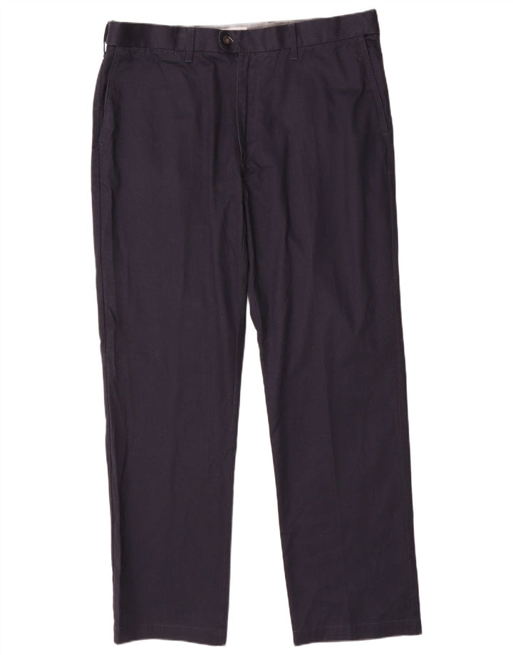 Calça chino reta masculina Marks & Spencer W38 L31 algodão azul marinho