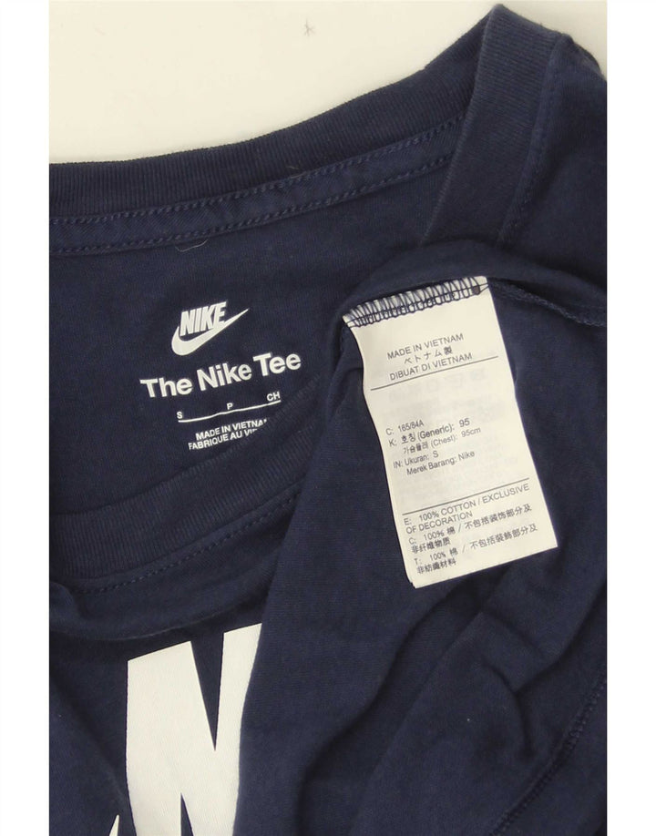 Camiseta Nike masculina gráfica top pequeno algodão azul marinho