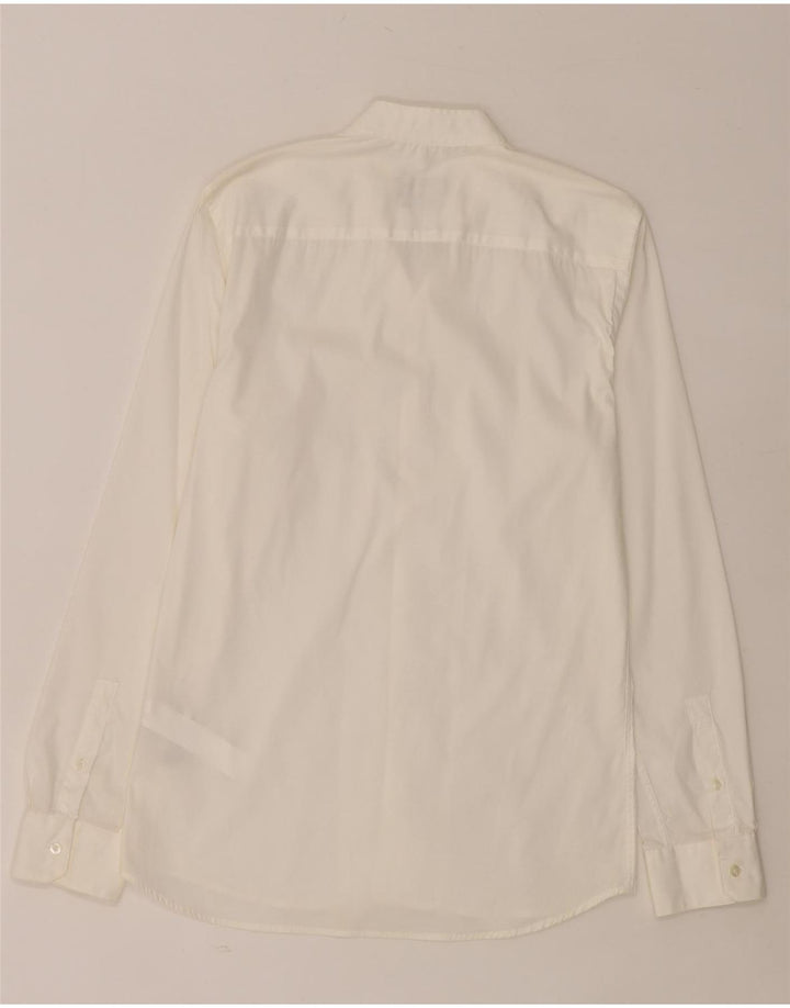 Camisa masculina ZARA Super Slim Fit médio algodão branco