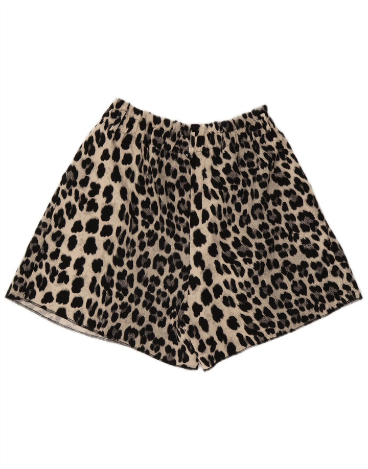 Zara Shorts feminino grande W32 cinza animal print poliéster