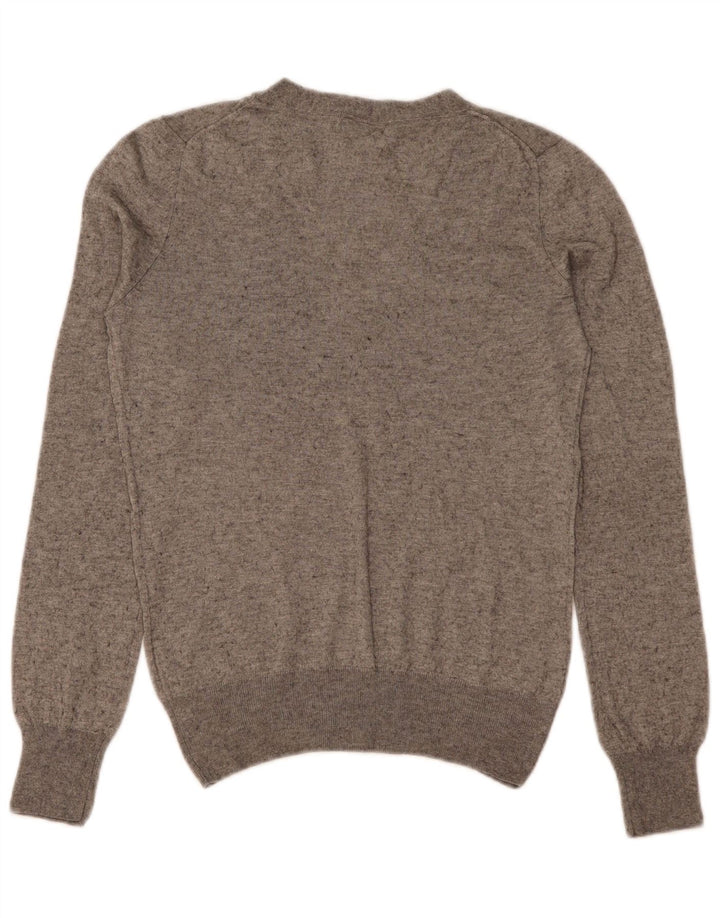 Suéter feminino Massimo Dutti com decote em V Reino Unido 12 seda cinza médio