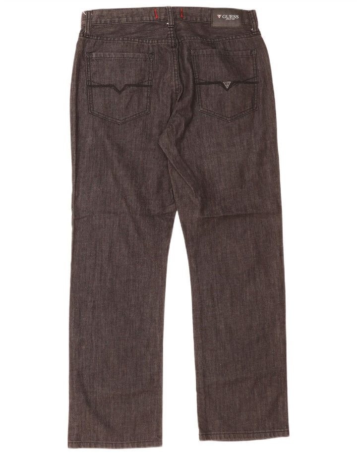 Guess Mens Straight Jeans W33 L30 Cinza Algodão