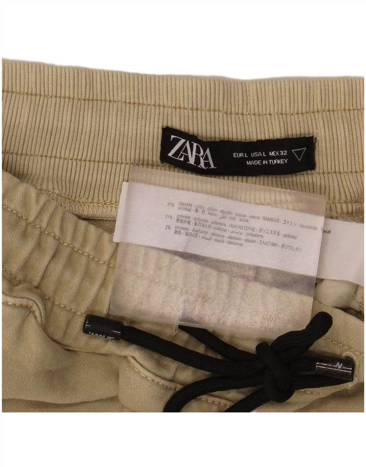 Zara Shorts esportivos masculinos grandes de algodão bege