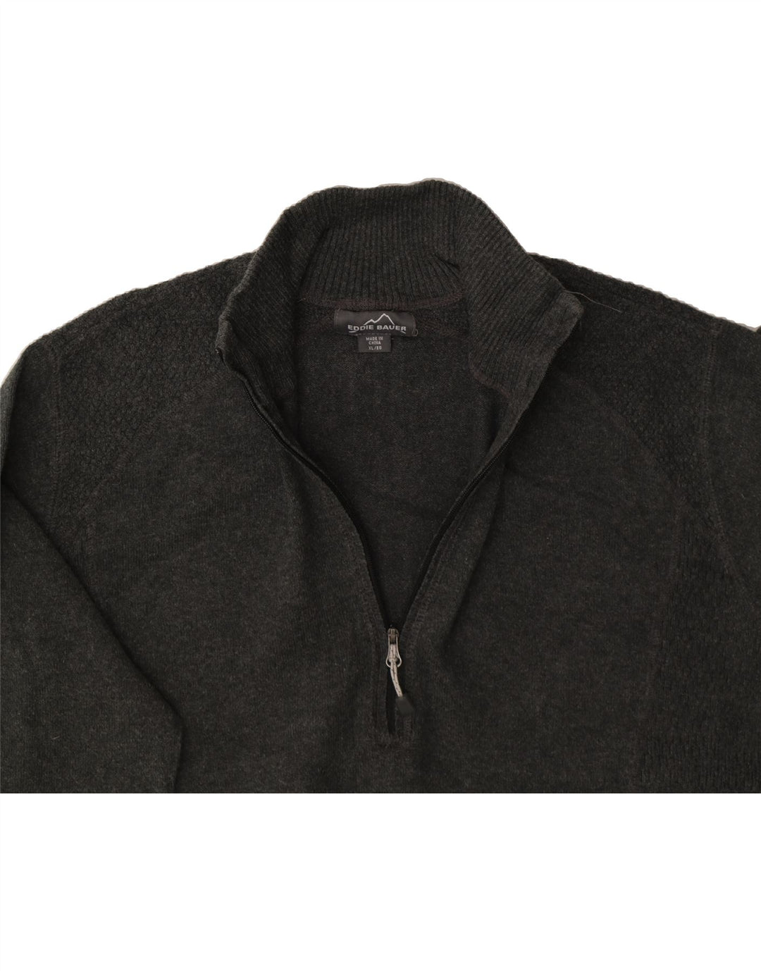 EDDIE BAUER Womens Zip Neck Jumper Sweater UK 18 XL Grey Cotton Vintage Eddie Bauer and Second-Hand Eddie Bauer from Messina Hembry 