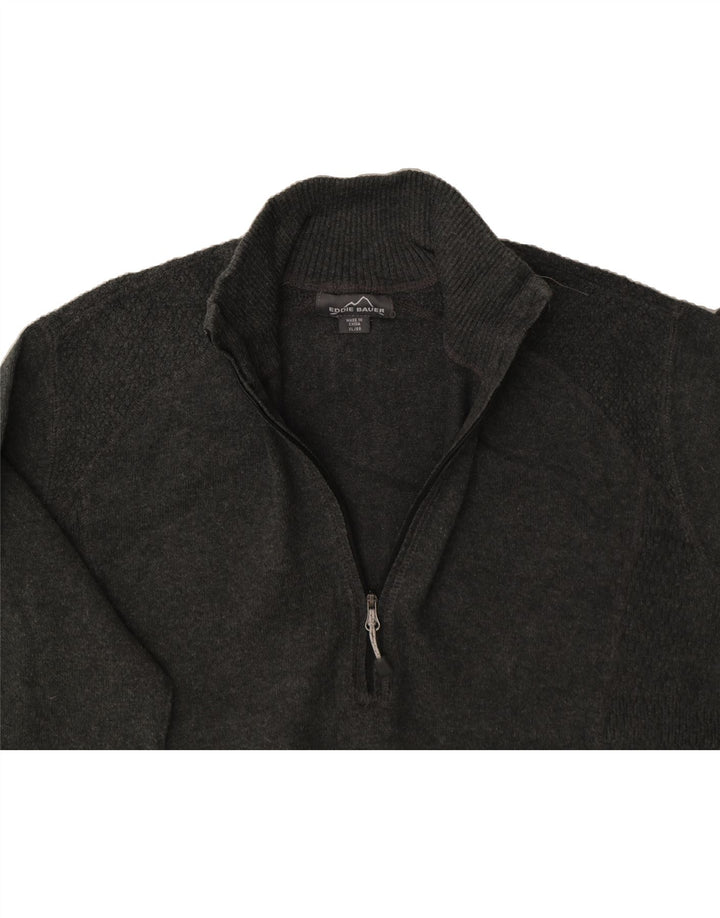 EDDIE BAUER Womens Zip Neck Jumper Sweater UK 18 XL Grey Cotton Vintage Eddie Bauer and Second-Hand Eddie Bauer from Messina Hembry 