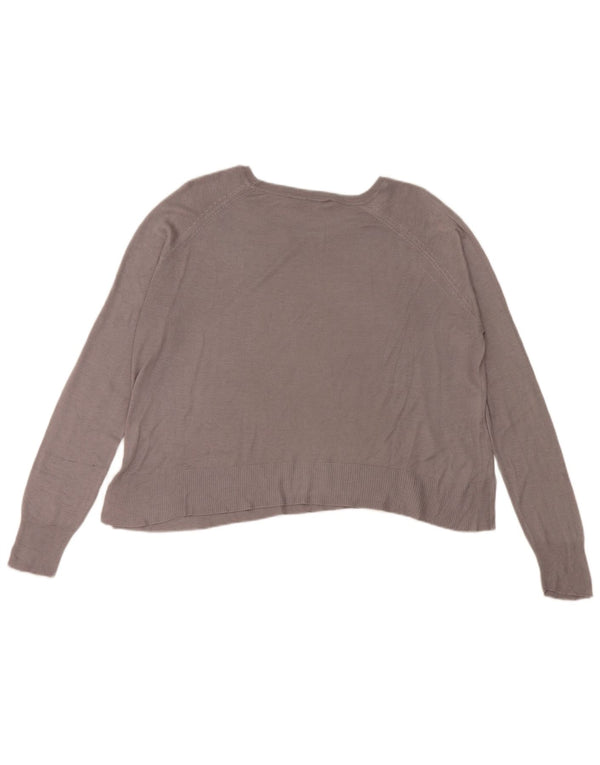 Zara blusa feminina oversized top UK 10 pequena viscose cinza