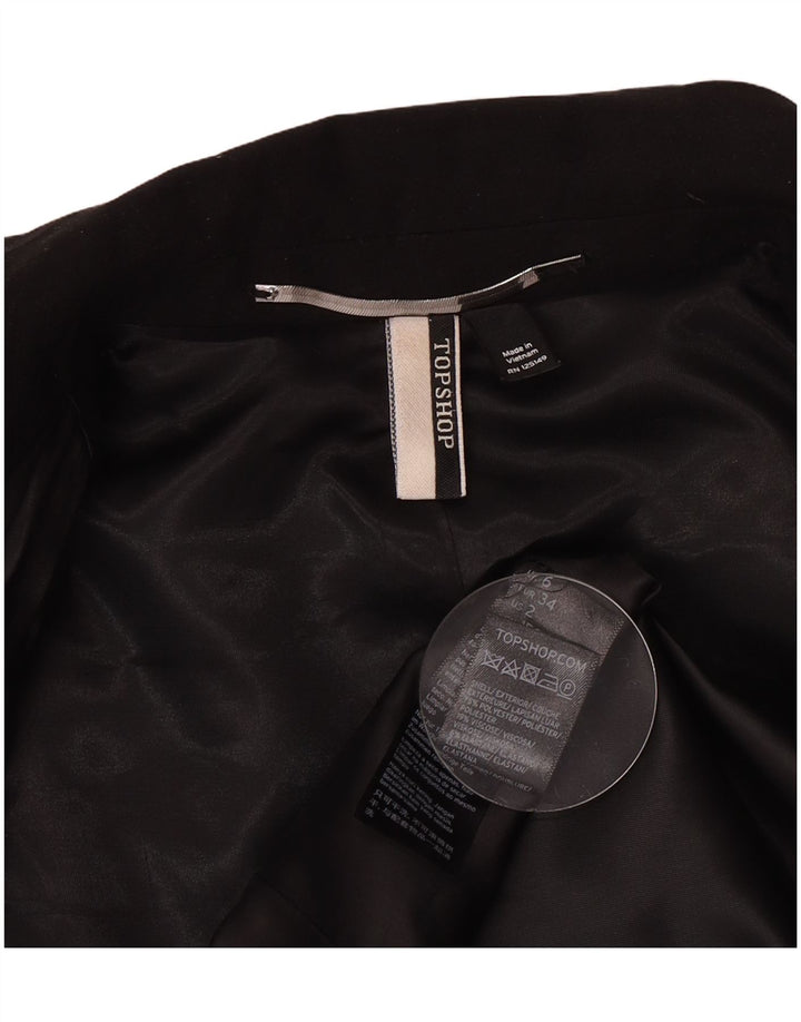 Jaqueta blazer feminina Topshop com 1 botão UK 6 XS poliéster preto