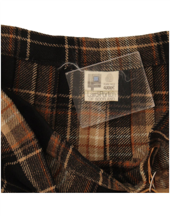 Saia feminina vintage W32 grande lã xadrez marrom