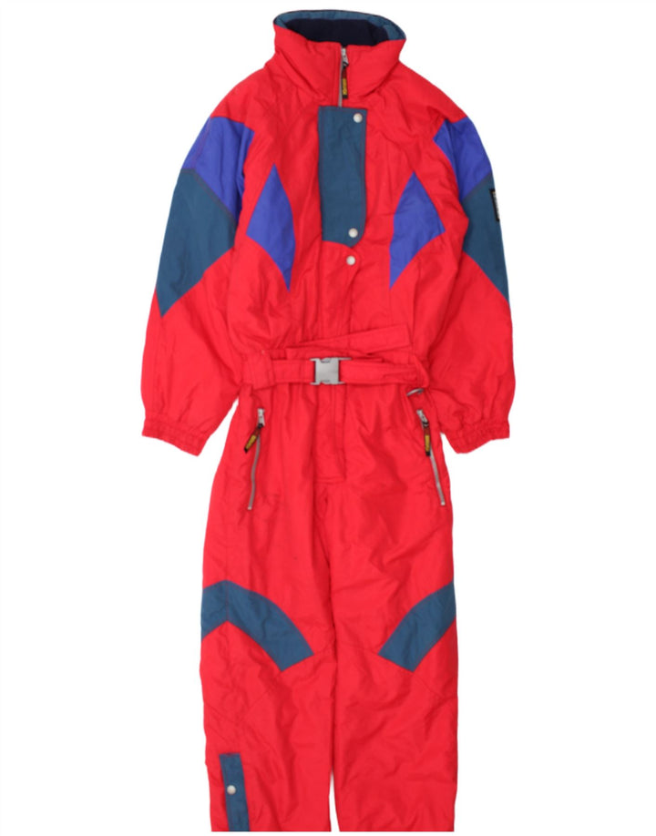 Macacão feminino de esqui com capuz Brugi IT 44 médio vermelho colorblock poliamida