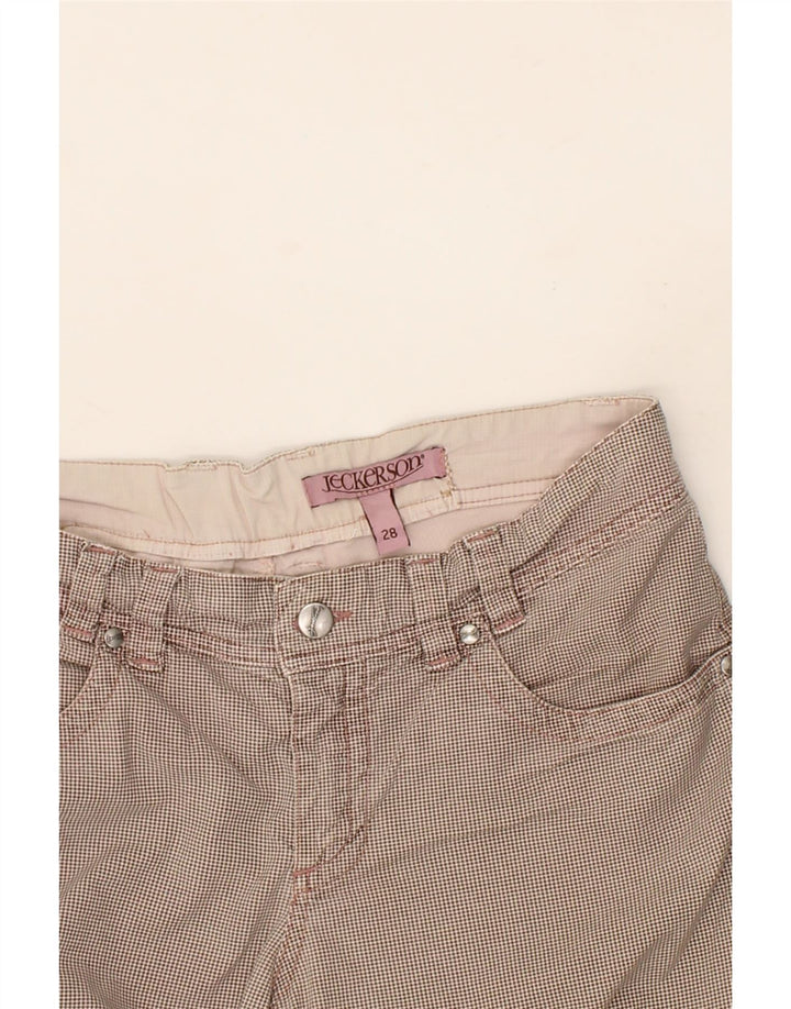 JECKERSON Womens Slim Casual Trousers W28 L26 Beige Houndstooth Cotton Vintage Jeckerson and Second-Hand Jeckerson from Messina Hembry 