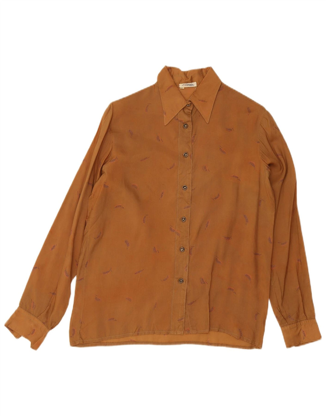 Camisa feminina VINTAGE EU 46 XL marrom floral
