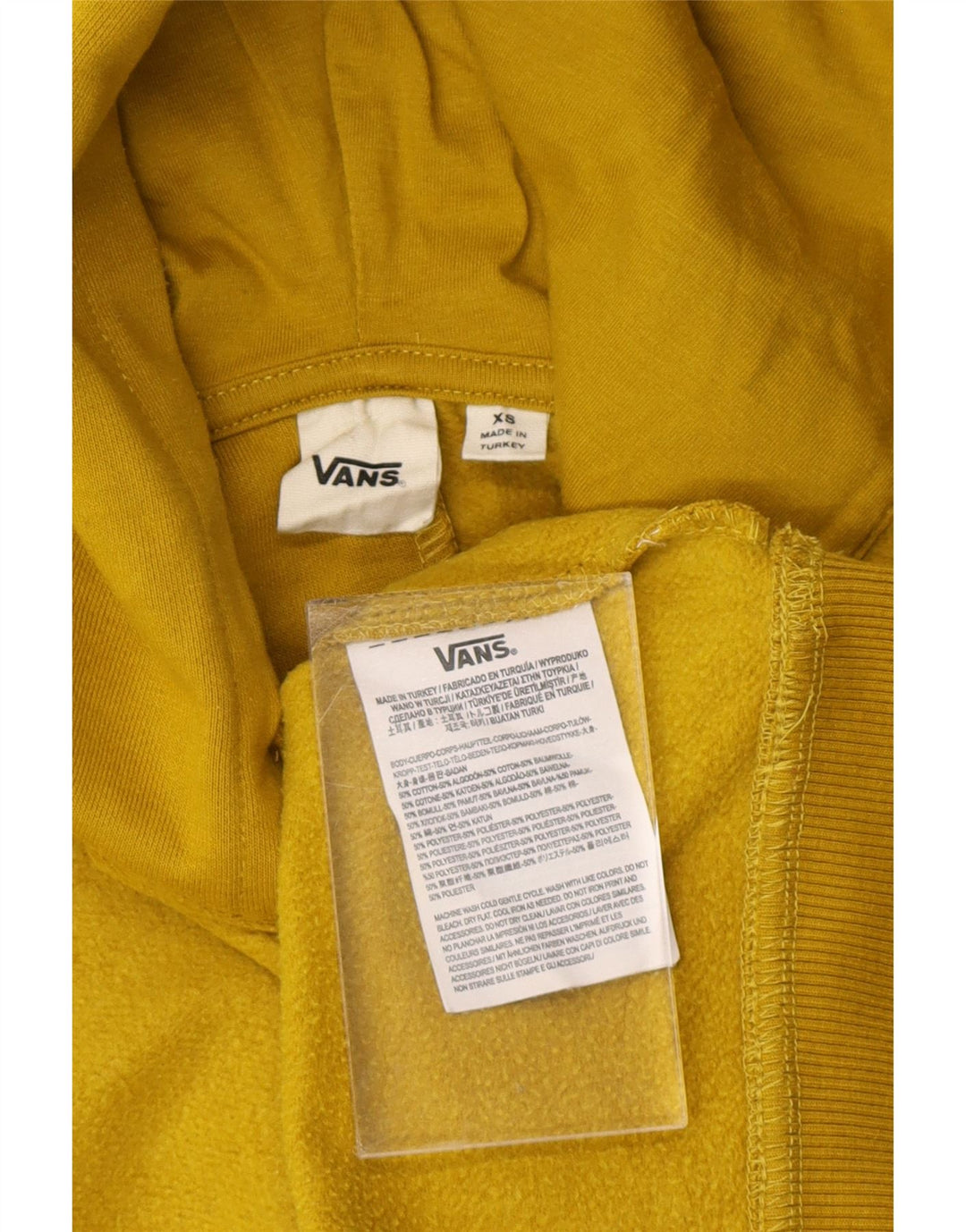 VANS feminino oversized gráfico moletom com capuz UK 6 XS cáqui algodão