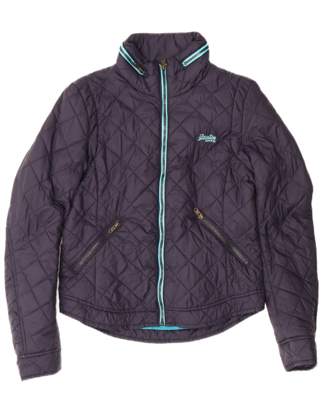 Jaqueta acolchoada feminina SUPERDRY UK 14 médio azul marinho nylon