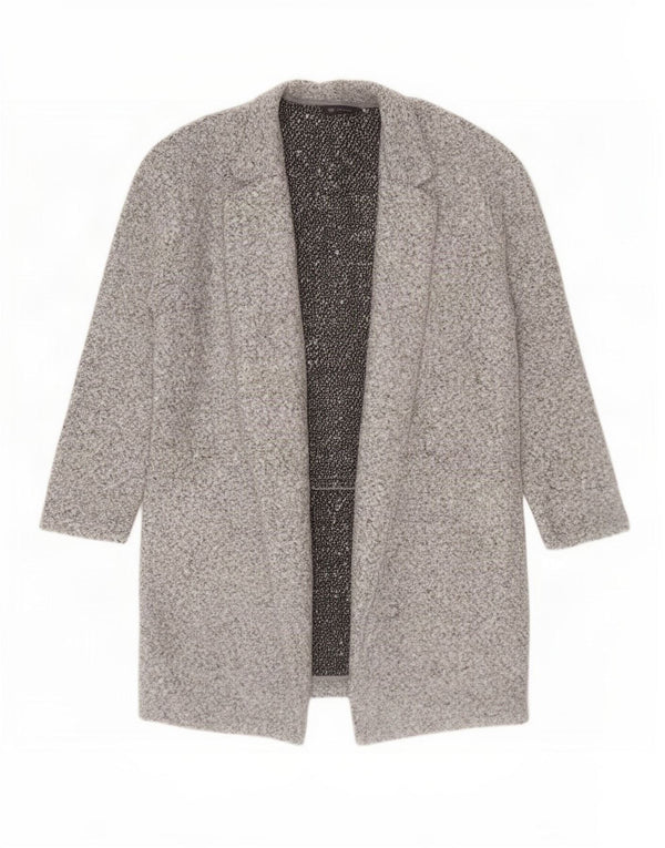 Marks & Spencer Suéter feminino Longline Open Cardigan Reino Unido 10 Pequeno Cinza