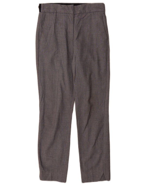 Zara Calça feminina slim cintura alta pequena W26 L27 cinza colorblock