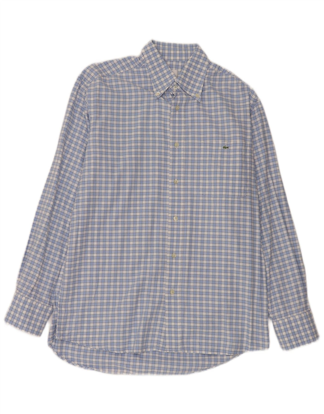 Camisa masculina Lacoste tamanho 40 algodão xadrez azul médio