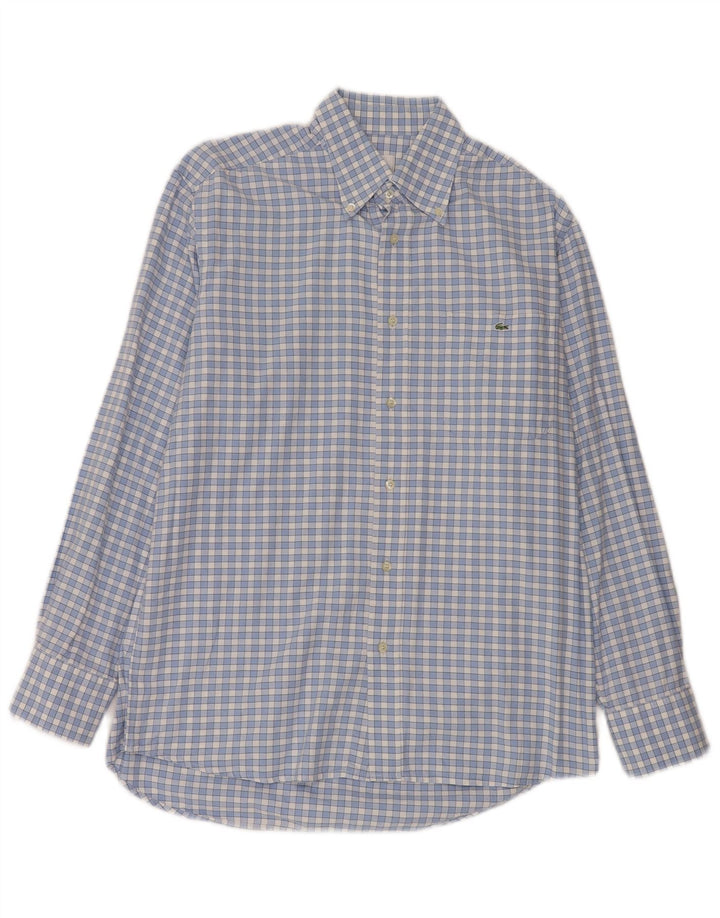 Camisa masculina Lacoste tamanho 40 algodão xadrez azul médio
