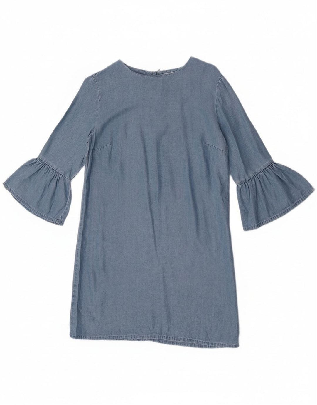 Vestido feminino Zara manga 3/4, Reino Unido 10 pequeno azul Lyocell