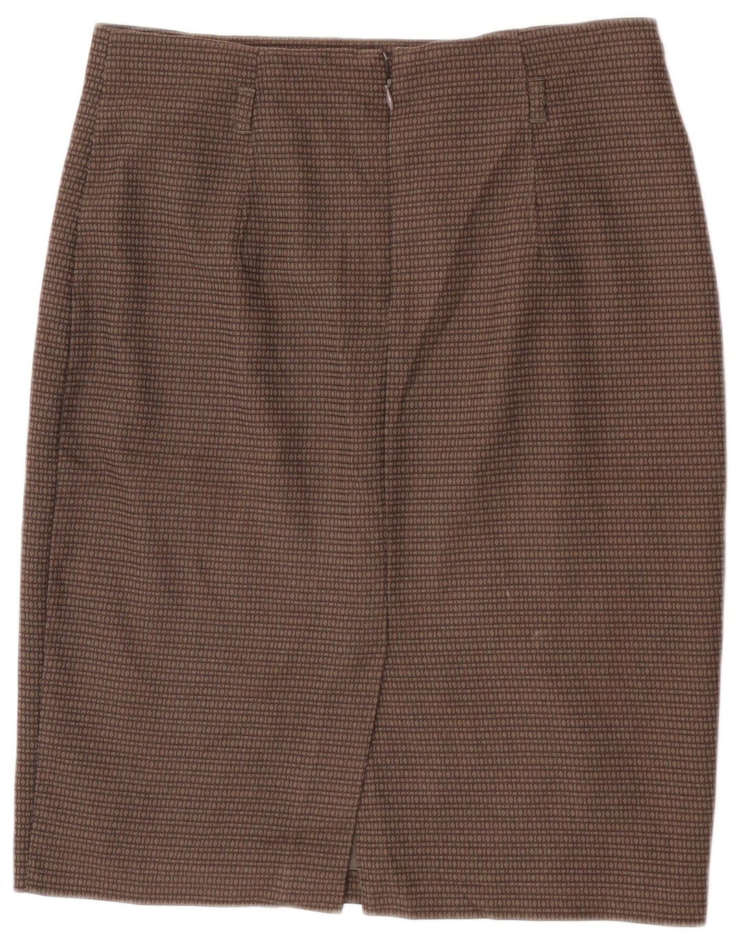 Saia lápis feminina Marks & Spencer W32 grande poliéster geométrico marrom