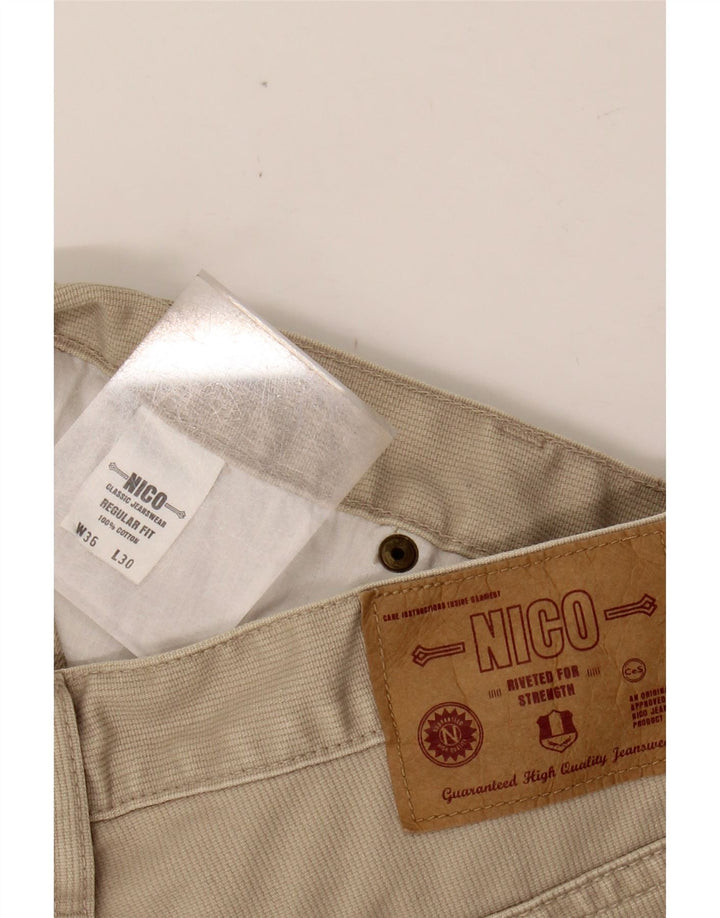 NICO Mens Regular Fit Calça Casual W36 L30 Algodão Bege