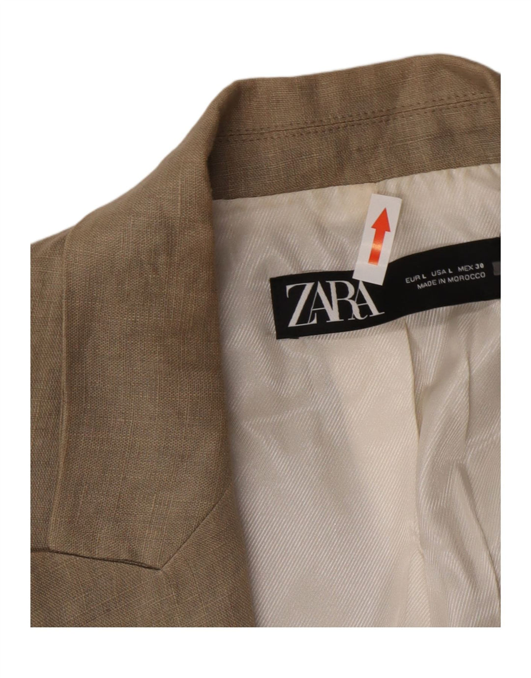 Jaqueta Zara Womens Open Blazer Reino Unido 16 Grande Linho Bege