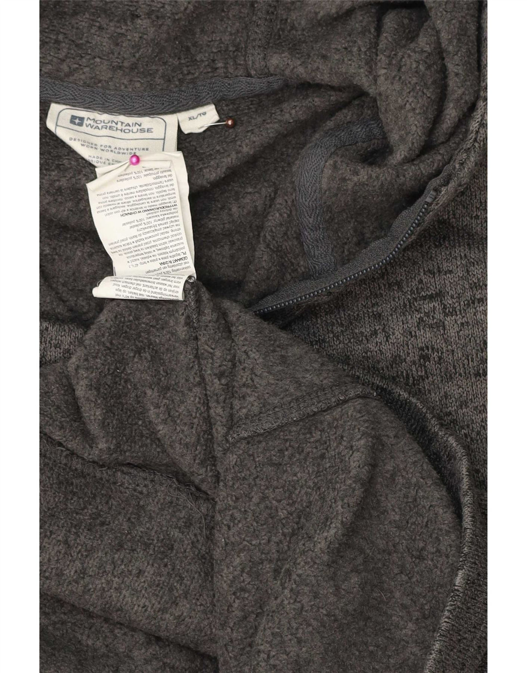 Suéter masculino com capuz e zíper Mountain Warehouse XL cinza manchado de poliéster