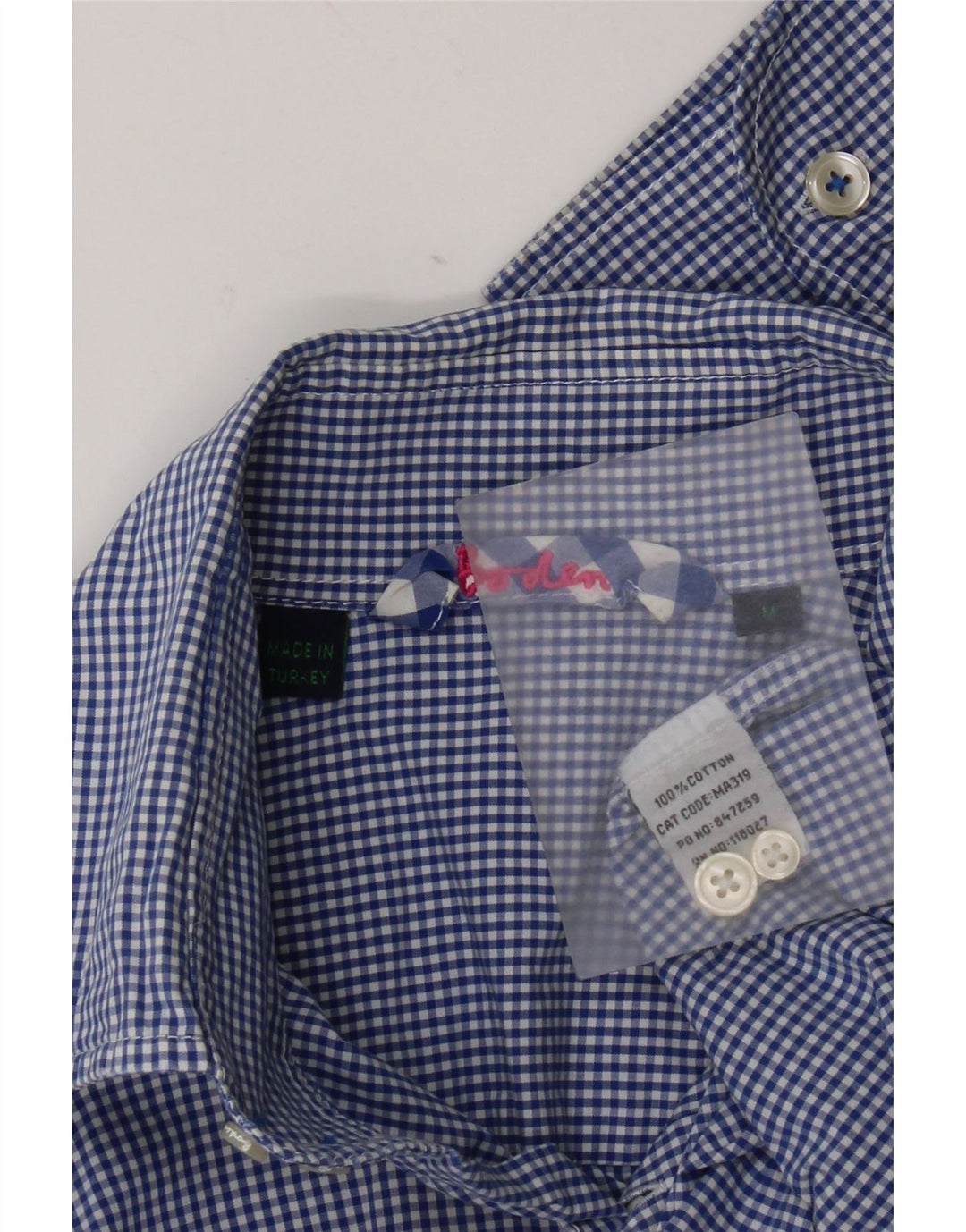 Camisa masculina Boden de algodão guingão azul médio