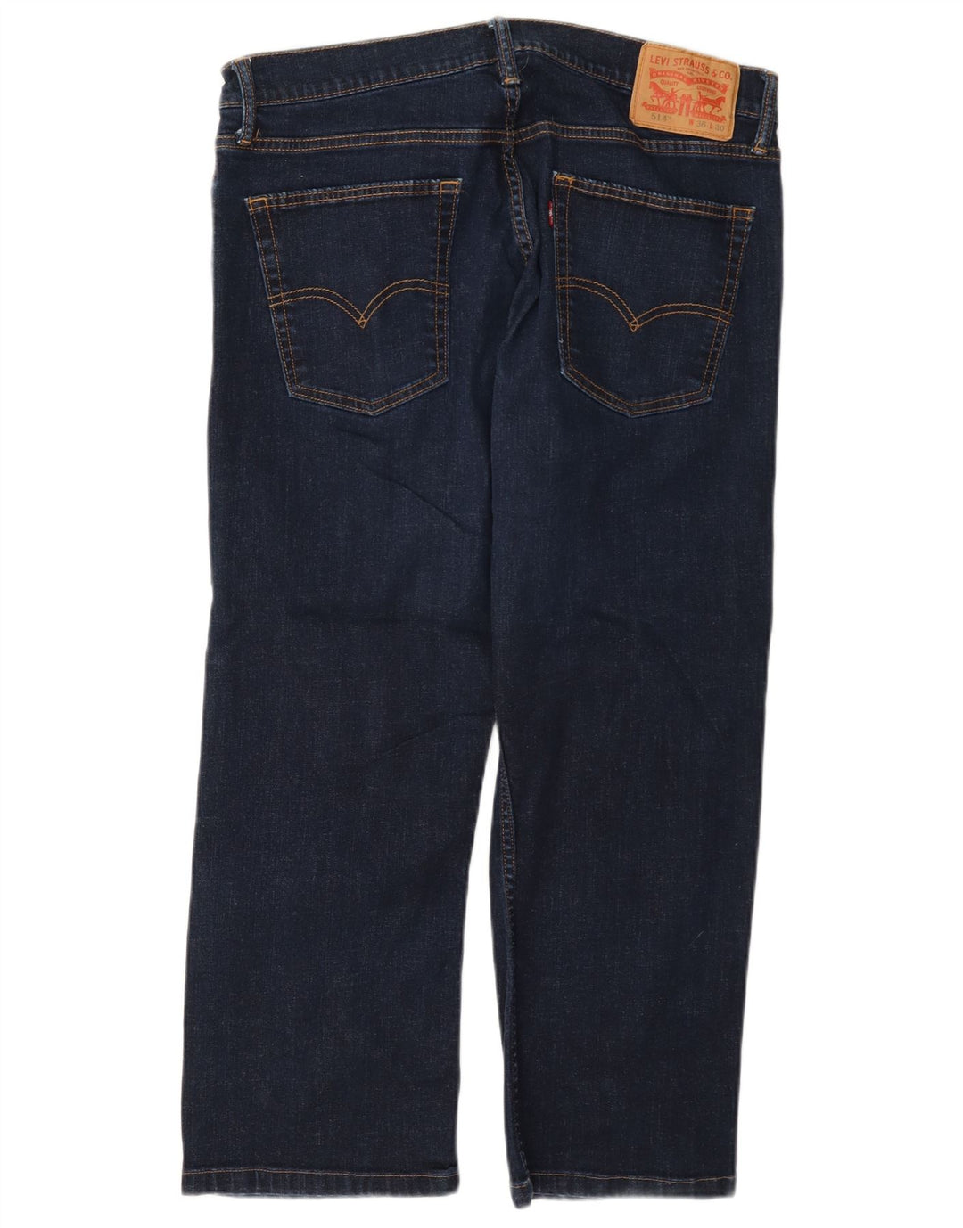 Calça jeans masculina Levi's 514 recortada W36 L25 azul marinho algodão