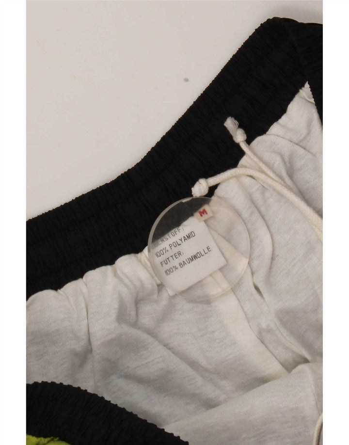Calça de treino masculina vintage joggers médio preto colorblock nylon