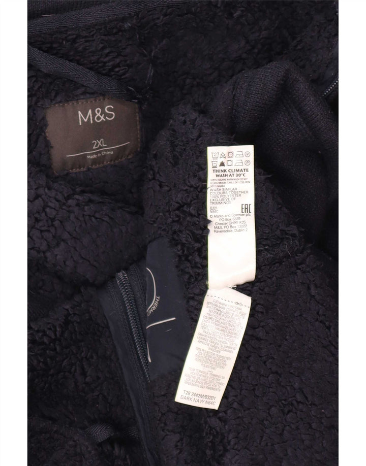 Marks & Spencer Mens Sherpa Tracksuit Top Jacket 2XL Poliéster Azul Marinho