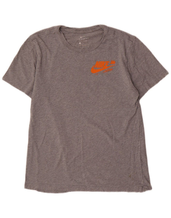 Camiseta masculina Nike Standard Fit gráfica top pequeno algodão manchado cinza