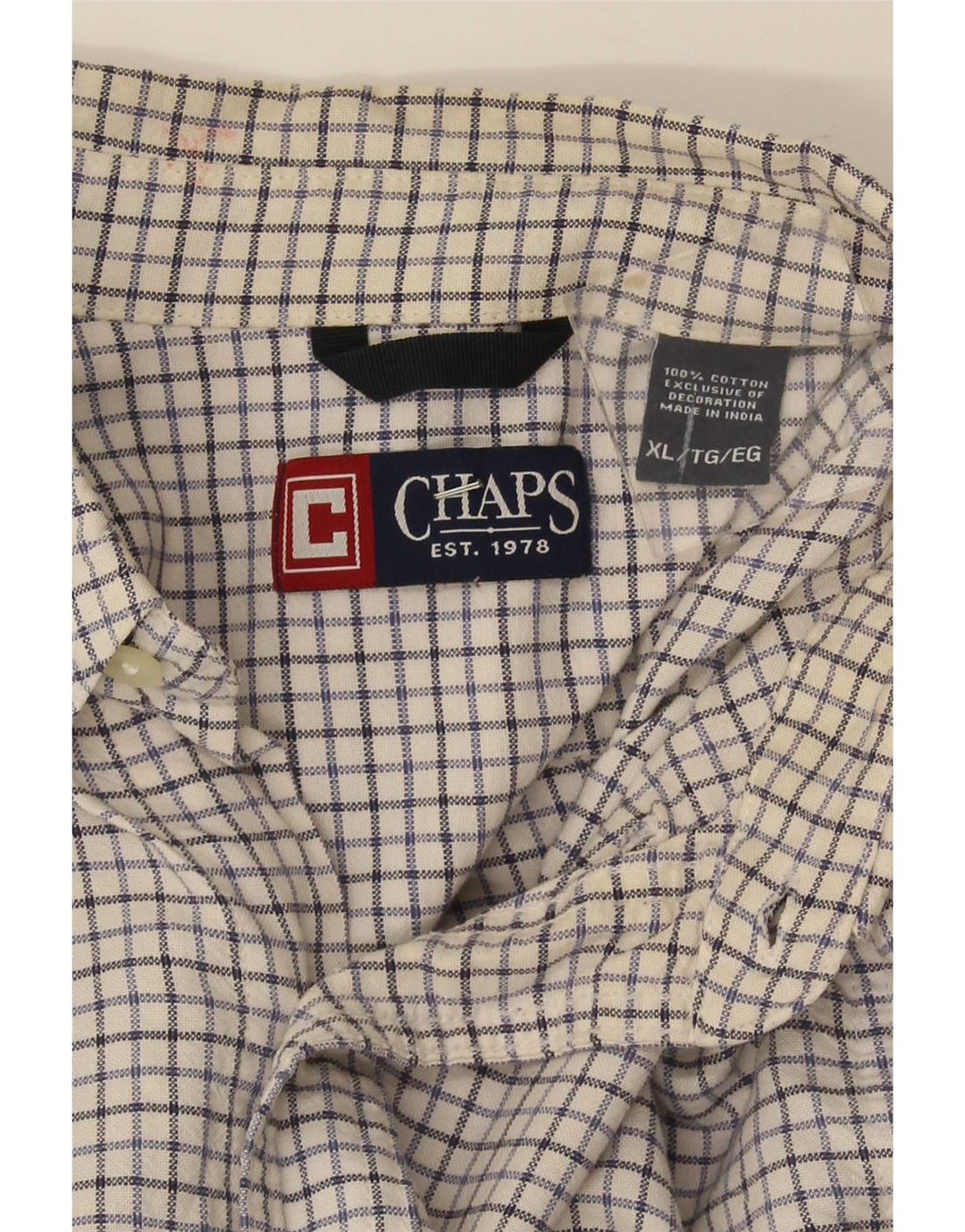 Camisa masculina Chaps Regular Fit XL algodão xadrez branco