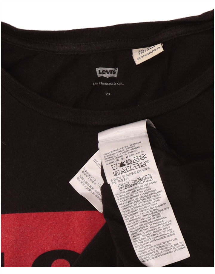 Camiseta feminina gráfica Levi's UK 22 2XL algodão preto