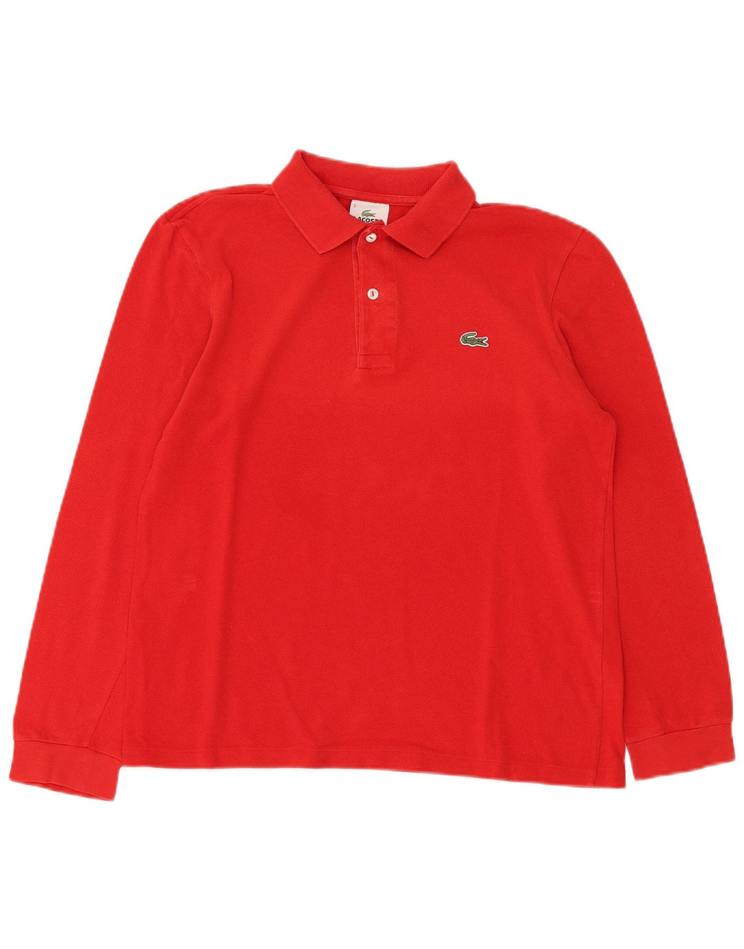 Camisa polo masculina de manga comprida LACOSTE tamanho 3 pequeno algodão vermelho