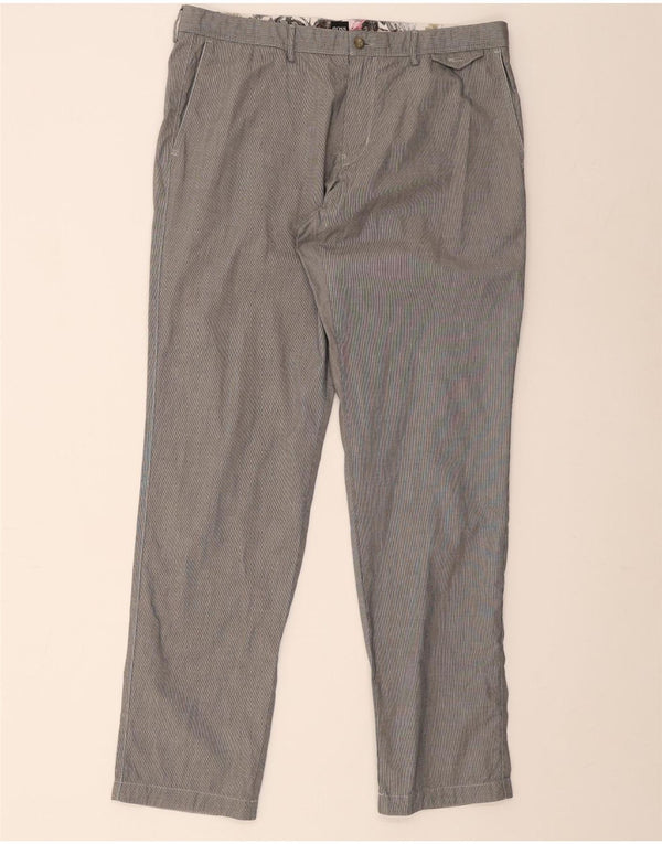 Calça Chino Masculina Hugo Boss Regular Fit IT 52 XL W38 L32 Riscas Cinza