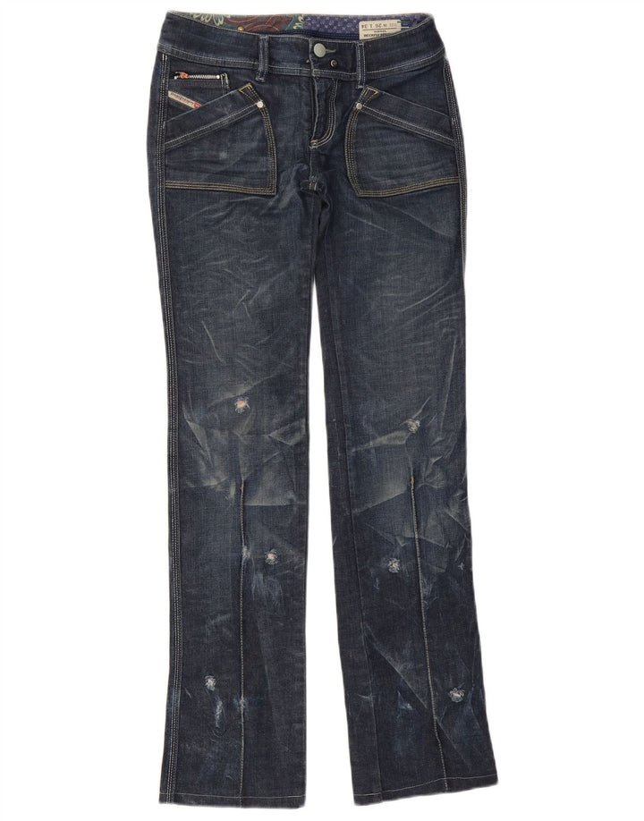 DIESEL Calça jeans feminina Reckfly Bootcut W26 L32 azul marinho algodão