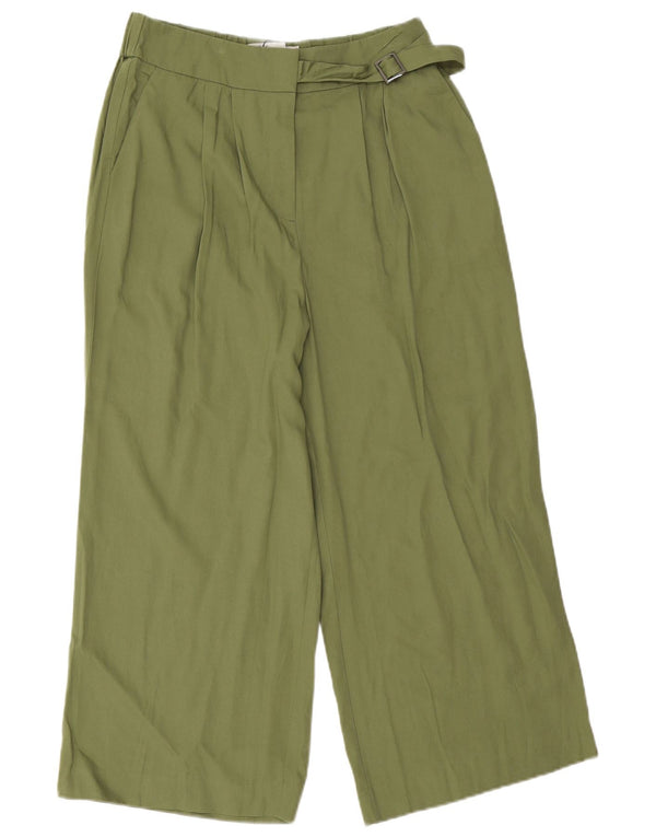 Calça Capri Feminina Oasis Cintura Alta Perna Larga Reino Unido 12 Médio W28 L22 Verde