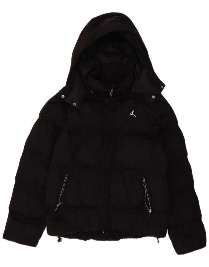 Jaqueta acolchoada com capuz masculina Jordan UK 38 poliéster preto médio