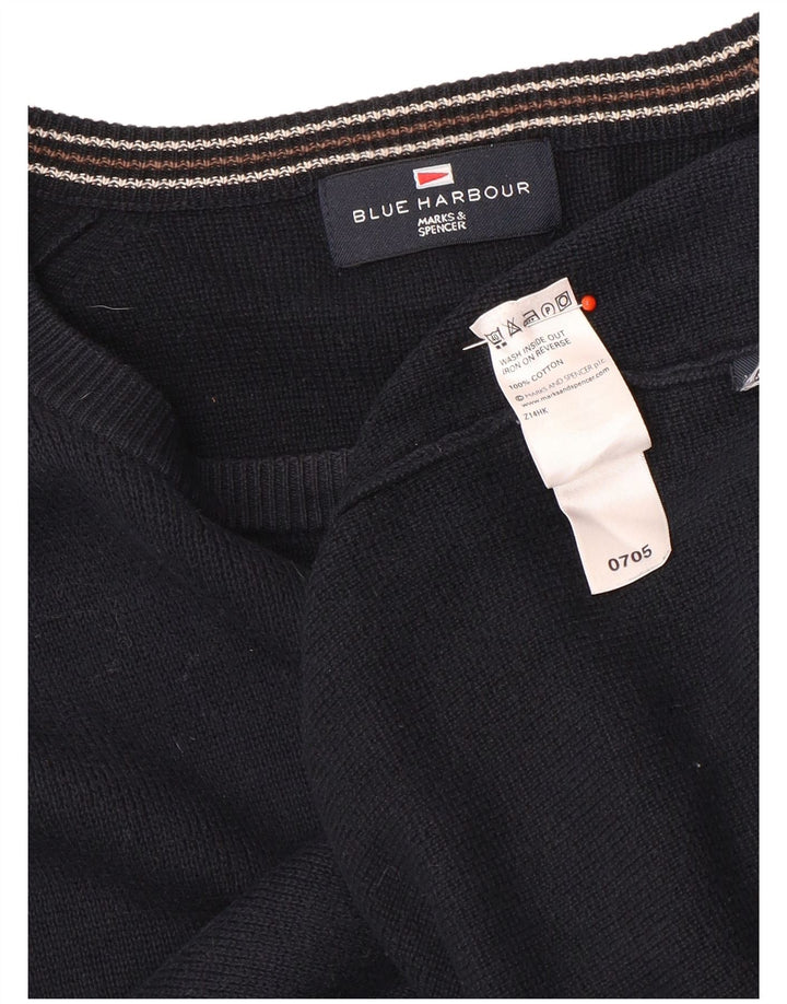 Suéter masculino Marks & Spencer Autograph com gola canoa azul marinho médio