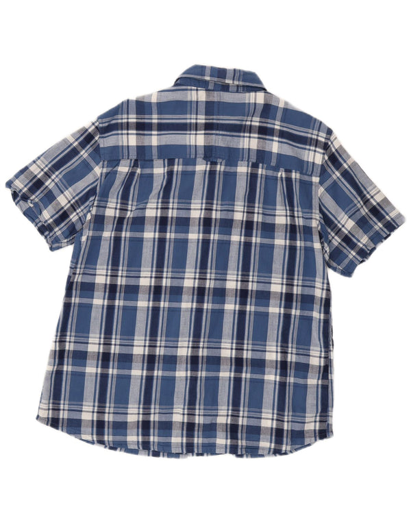 Camisa masculina de manga curta Mountain Warehouse algodão xadrez azul grande