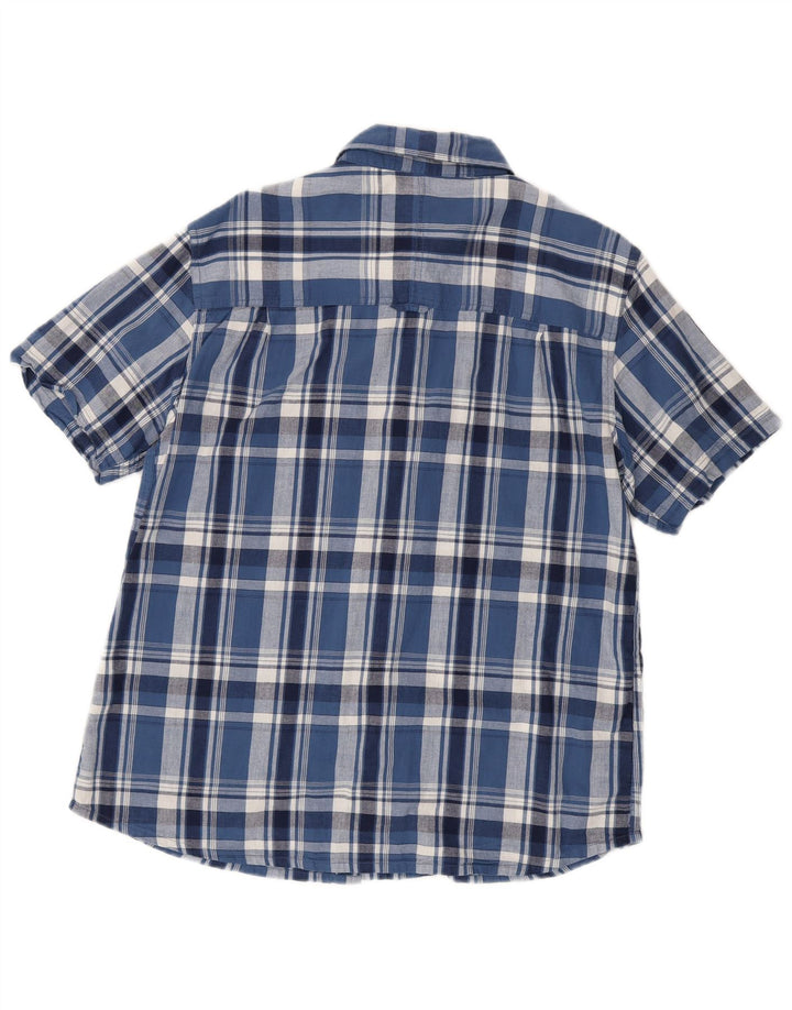 Camisa masculina de manga curta Mountain Warehouse algodão xadrez azul grande