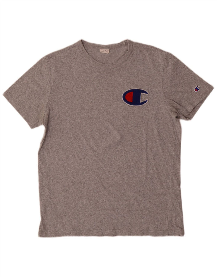 Camiseta masculina estampada Champion grande algodão cinza